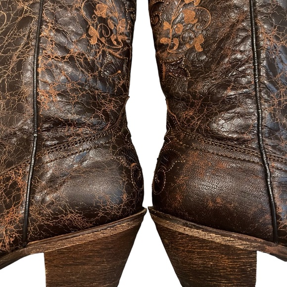 Corral Vintage Distressed Inlay Leather Pointed Toe Cowgirl Boots, Sz 8.5 - Picture 13 of 16